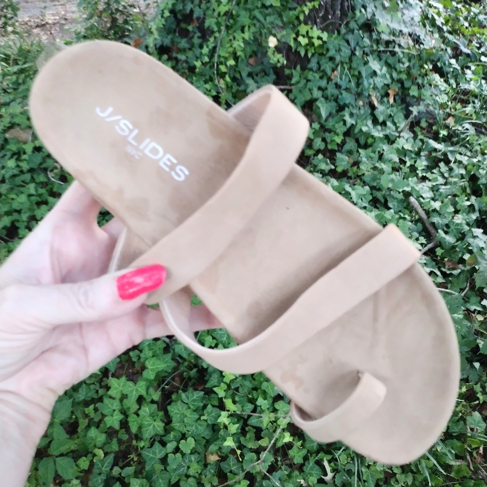 COPY - - -JSLIDE SZ 8 2 ROPER NUBUCK  LEATHER TOE RING  SANDALS NWOB
